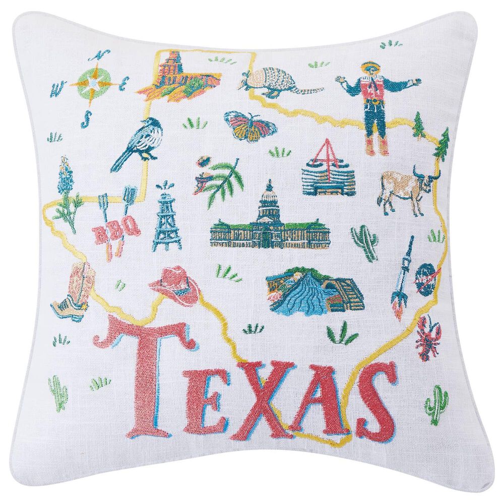 Peking Handicraft Texas Embroidered 14" x 14" Throw Pillow, , large