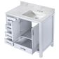 Lexora Home Jacques 36" Right Offset Single Bathroom Vanity in White with 2 cm White Carrara Marble Top and Rectangular Sink, , large