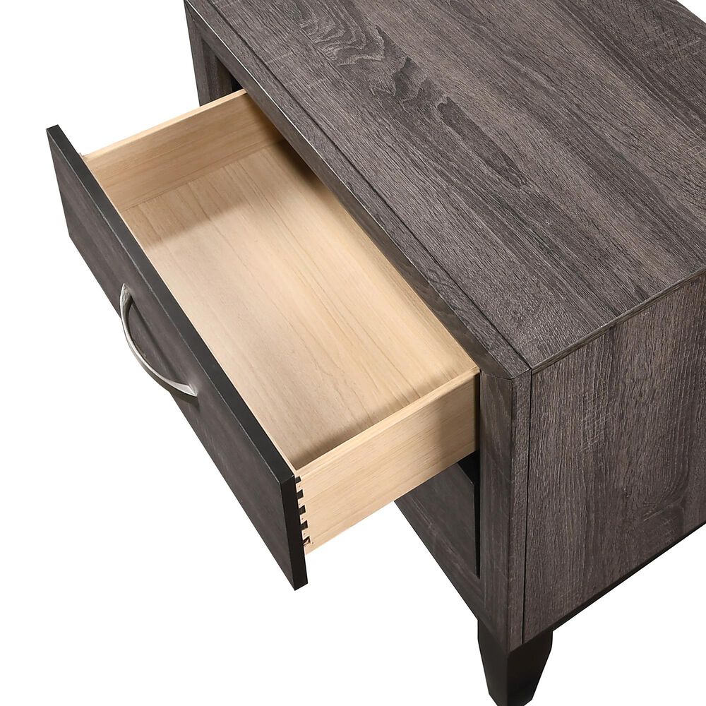 Crown Mark Akerson 2 Drawer Nightstand in Grey, , large