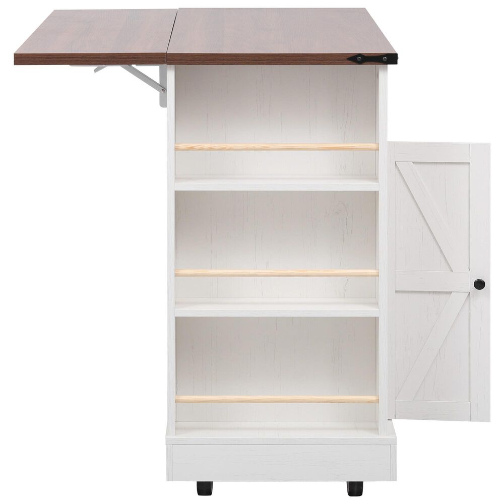 HOMLUX 53" Kitchen Island with Two Tempered Glass Cabinet Door in White, , large
