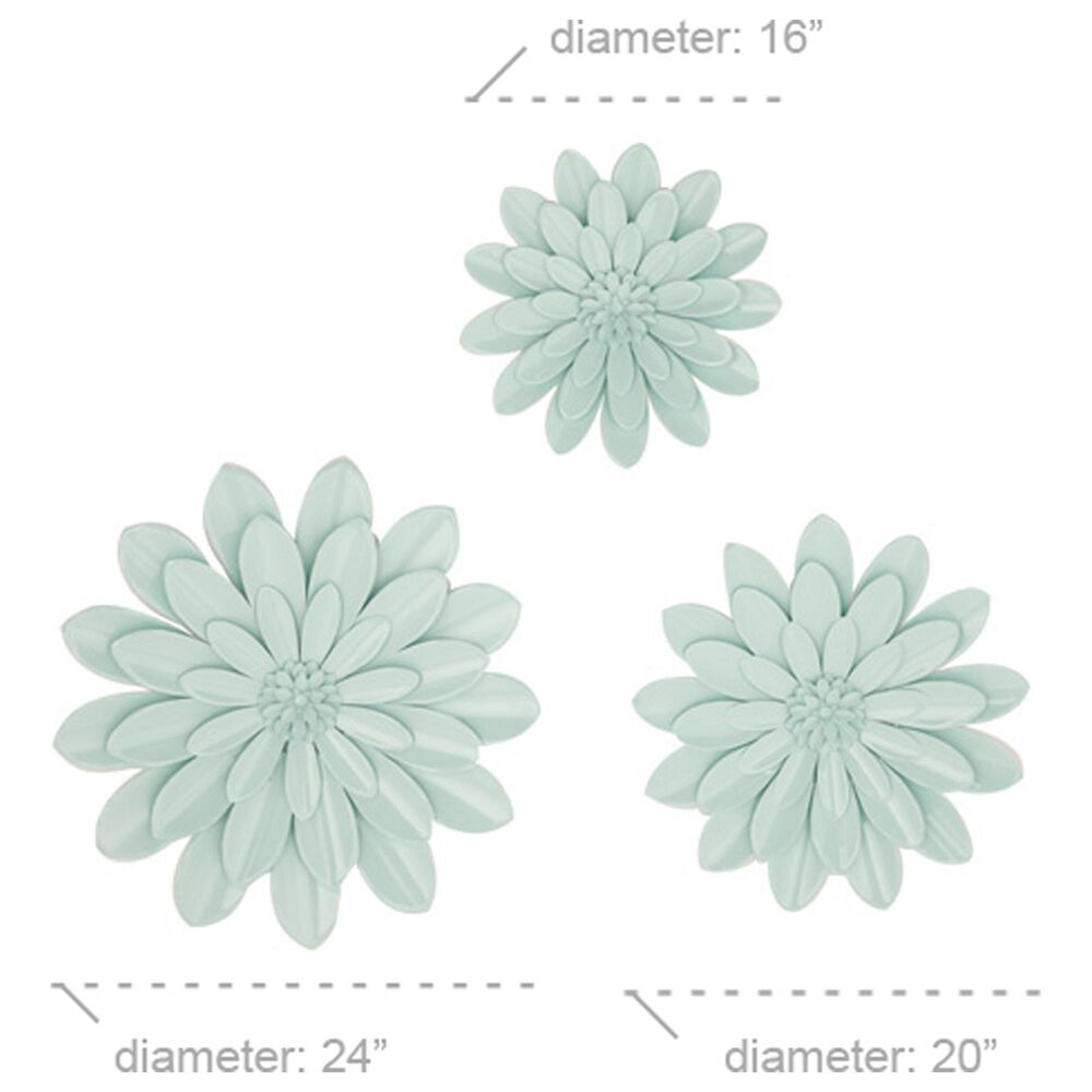 Maple and Jade 24&quot; x 24&quot; Flower Wall Decor in Green &#40;Set of 3&#41;, , large