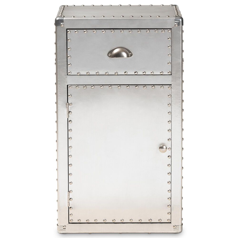 Baxton Studio Serge 1-Door Accent Storage Cabinet in Silver, , large