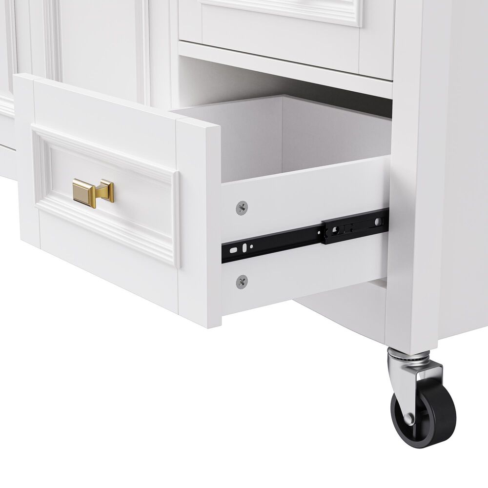 HOMLUX 52" Kitchen Island with Drop Leaf in White, , large