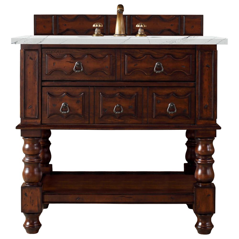 James Martin Castilian 36" Single Bathroom Vanity in Aged Cognac with 3