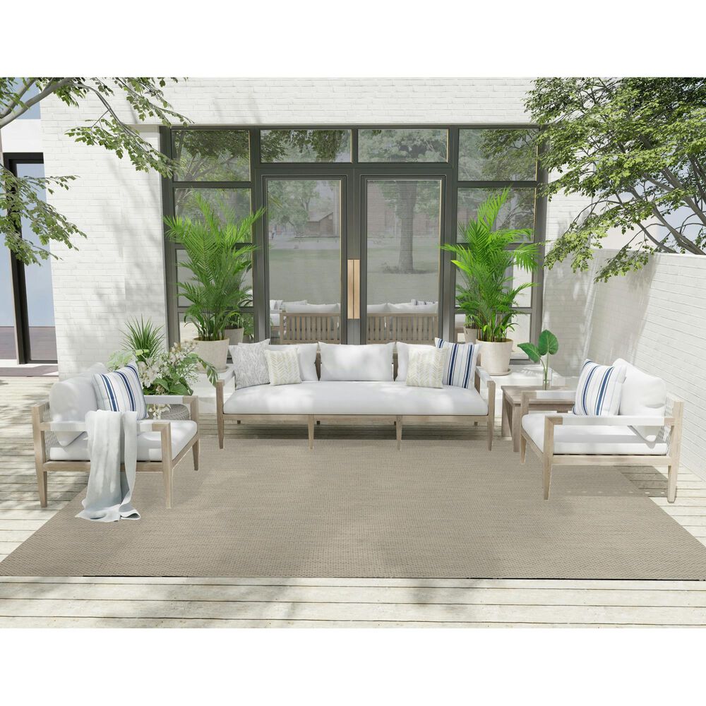 Nourison Courtyard Ivory and Silver 8&#39; x 10&#39; Indoor/Outdoor Area Rug, , large