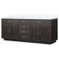 Lexora Home Abbey 80" Double Bathroom Vanity in Brown Oak with 2 cm White Quartz Top and Rectangular Sinks, , large