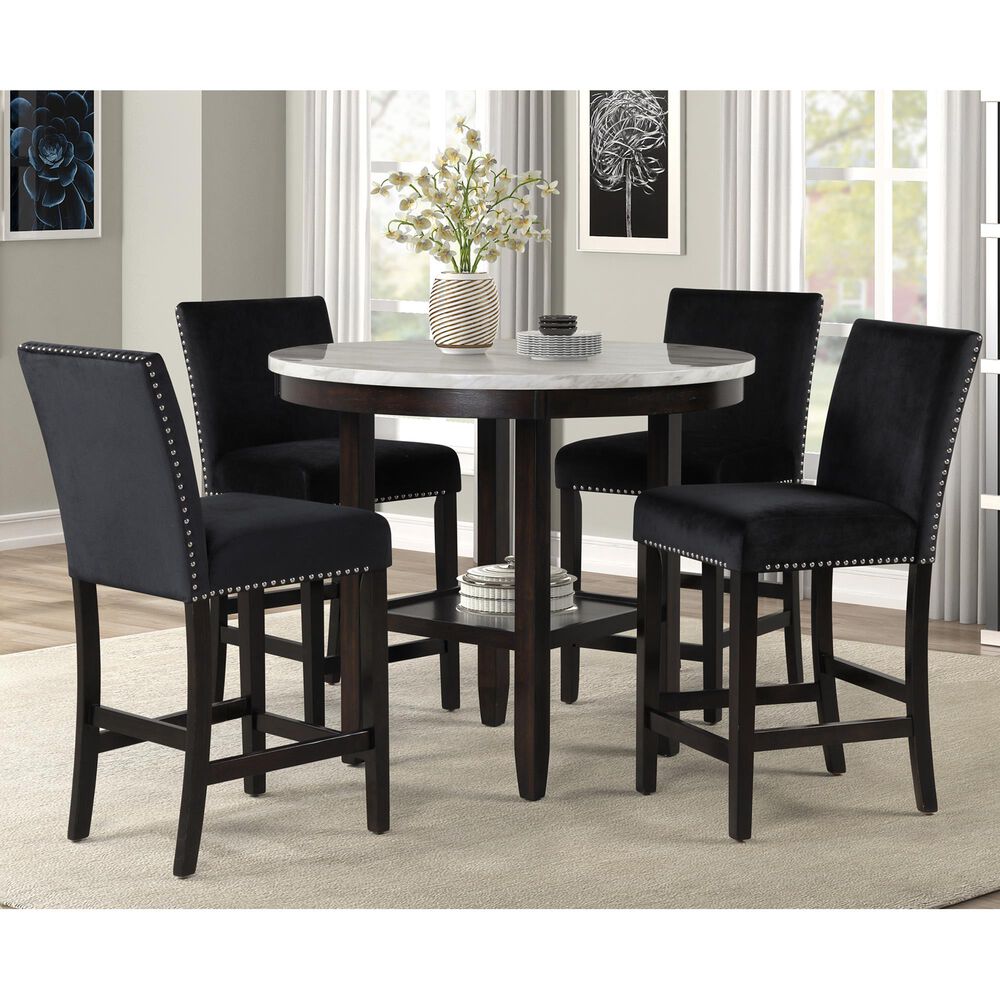 New Heritage Celeste 5-Piece Round Counter Height Dining Set in Espresso, , large