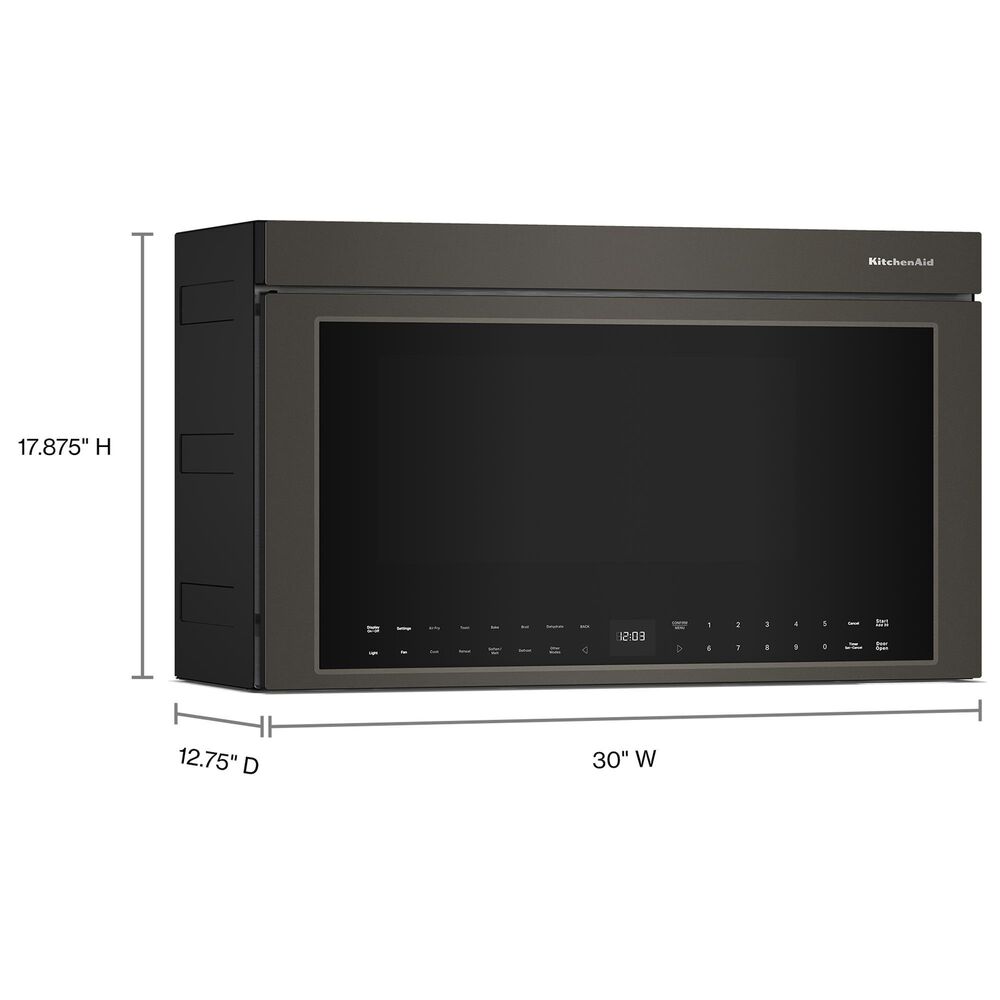 KitchenAid 2-Piece Kitchen Package with 30" Slide-In Smart Electric Range and 30" Over-the-Range Microwave Oven in Black Ore, , large