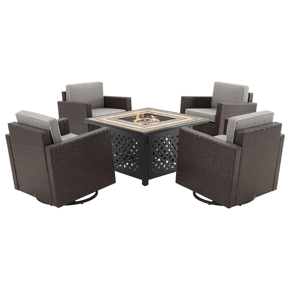 Crosley Furniture Palm Harbor 5-Piece Patio Dining Set in Gray, , large