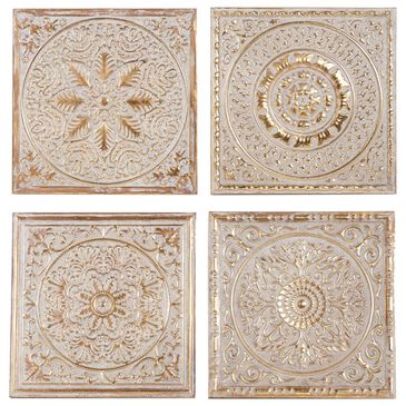 Maple and Jade 16.5" x 16.5" Eclectic Wall Decor in Gold (Set of 4), , large