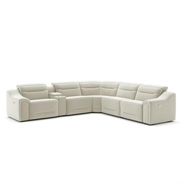 Interlochen 6-Piece Power Reclining L-Shaped Sectional with Power Headrest in Ice White, White, large