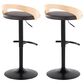 LumiSource Grotto Swivel Barstool with Brown Faux Leather Upholstery in Black and Natural (Set of 2), , large