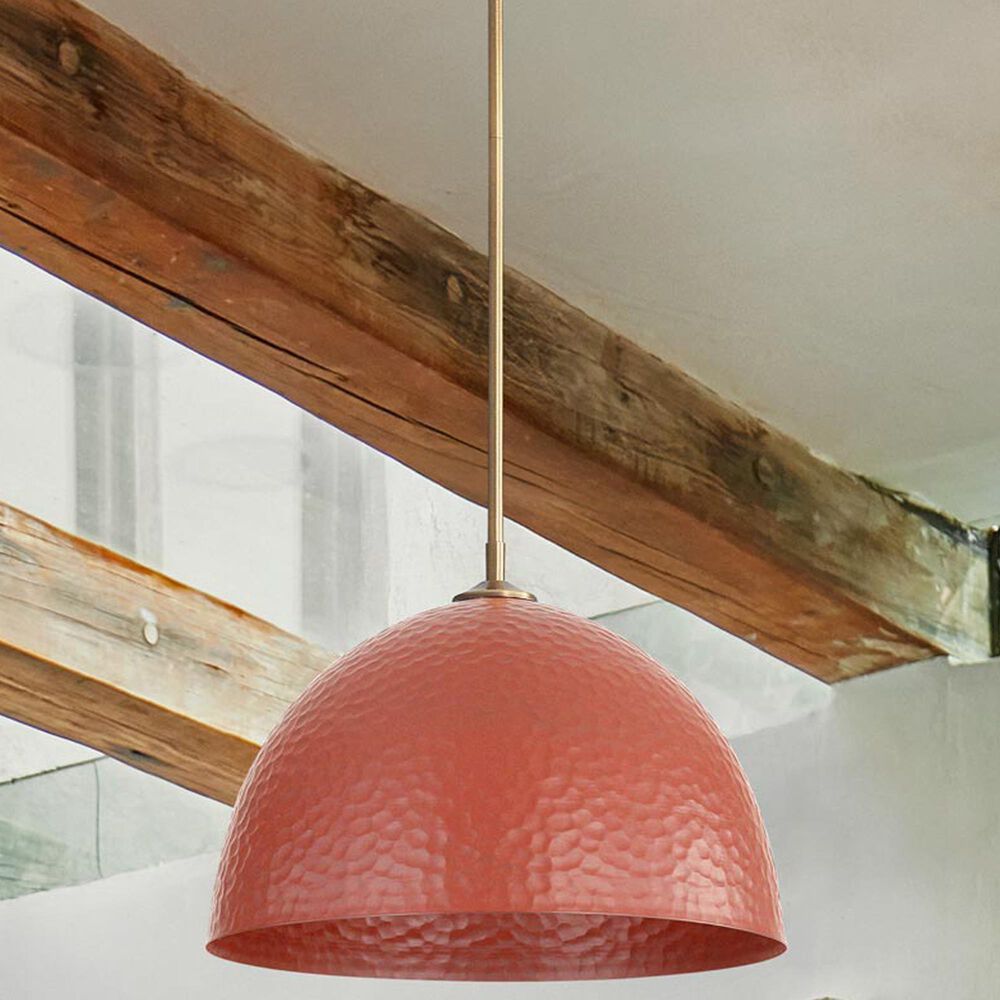 Golden Lighting Shepard 1-Light Pendant with Russet Clay Shade in Modern Brass, , large