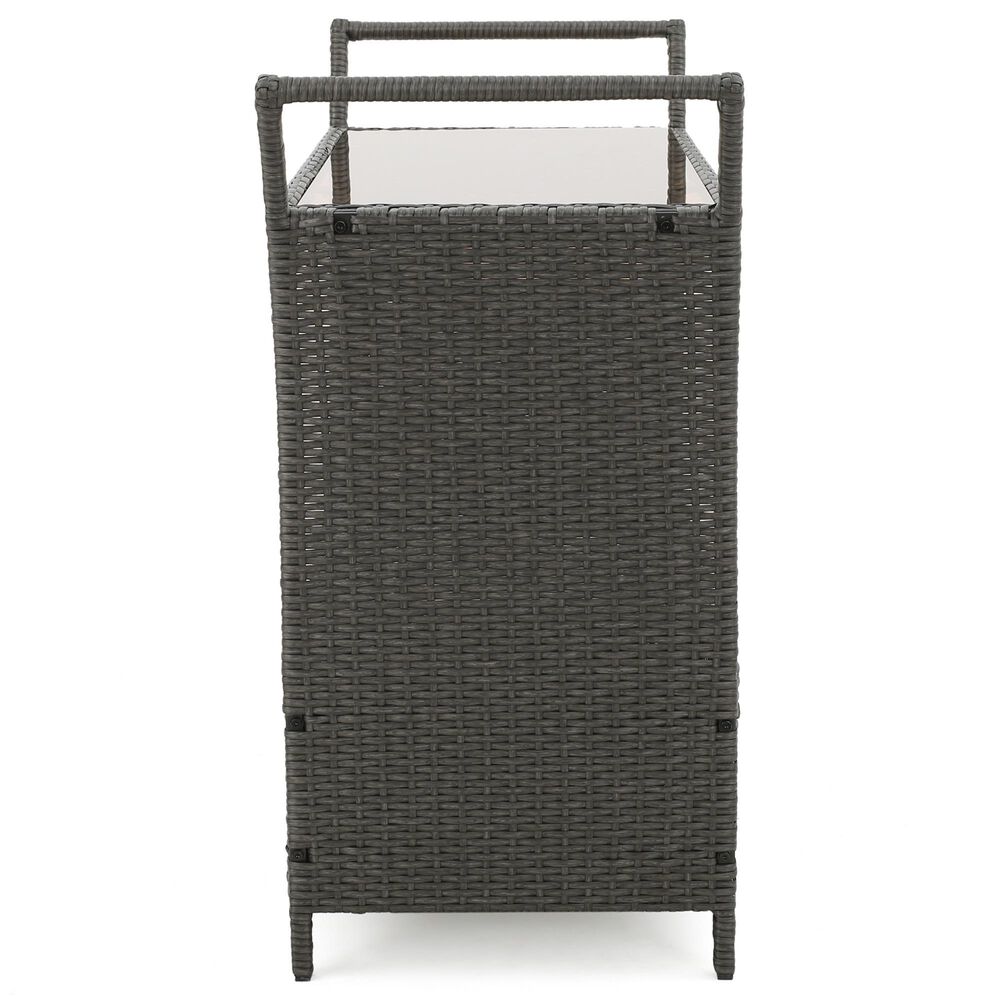Hearth and Haven Bar Cart with Glass Top in Gray with Ice Tray, , large