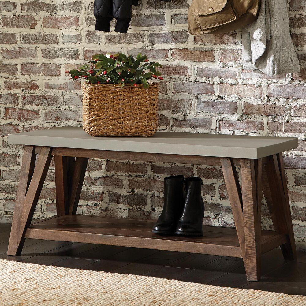 Bolton Furniture Brookside 40" Entryway Bench in Brown/Light Gray, , large