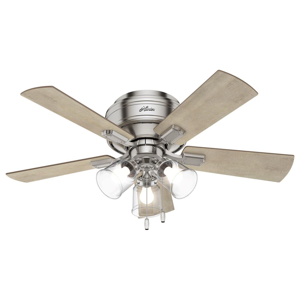 Hunter Crestfield 42&quot; Low Profile Ceiling Fan with 3 Lights in Brushed Nickel, , large