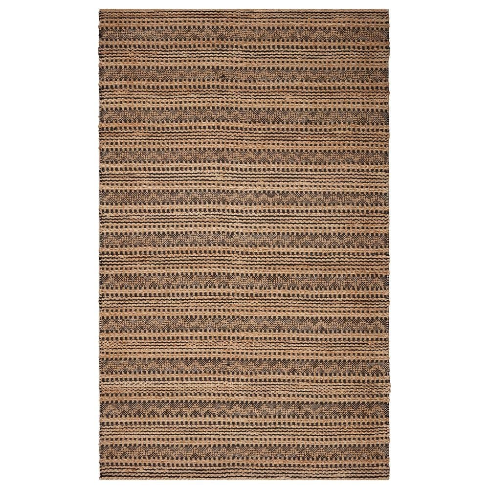 L&R Resources Natural Fiber Striped 9" x 12" Jet Black Area Rug, , large