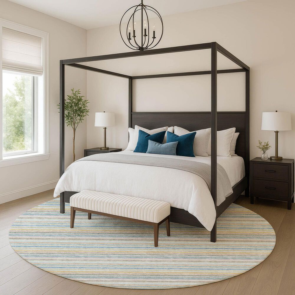 Dalyn Rug Company Soft Essentials Striped Seaside 8' Round Indoor/Outdoor Area Rug, , large