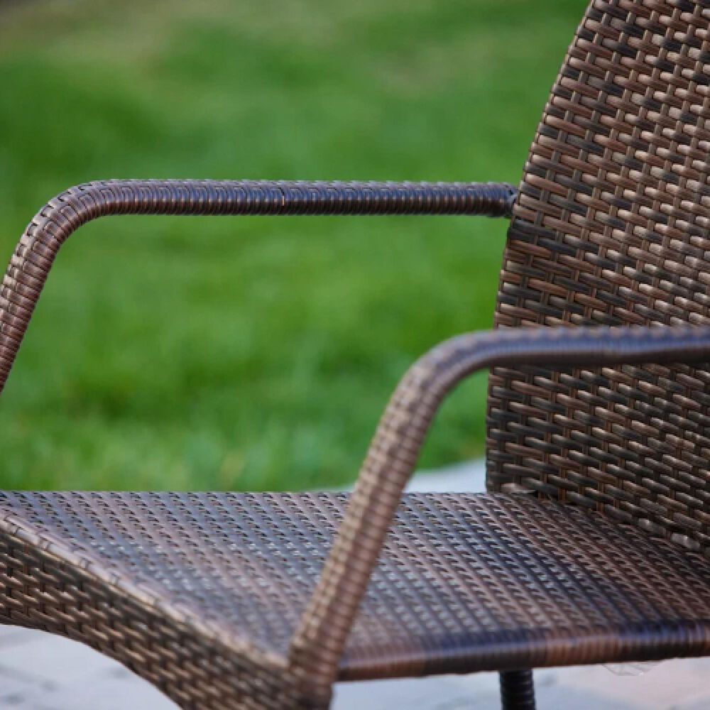 Hearth and Haven Patio Wicker Dining Chair with Sleek Frame and Tapered Leg in Brown &#40;Set of 2&#41;, , large