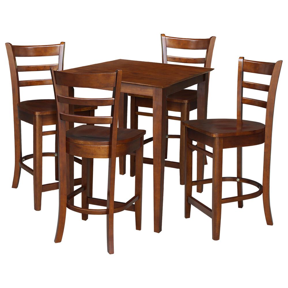 International Concepts 5-Piece Transitional Counter Height Square Dining Set in Espresso, , large