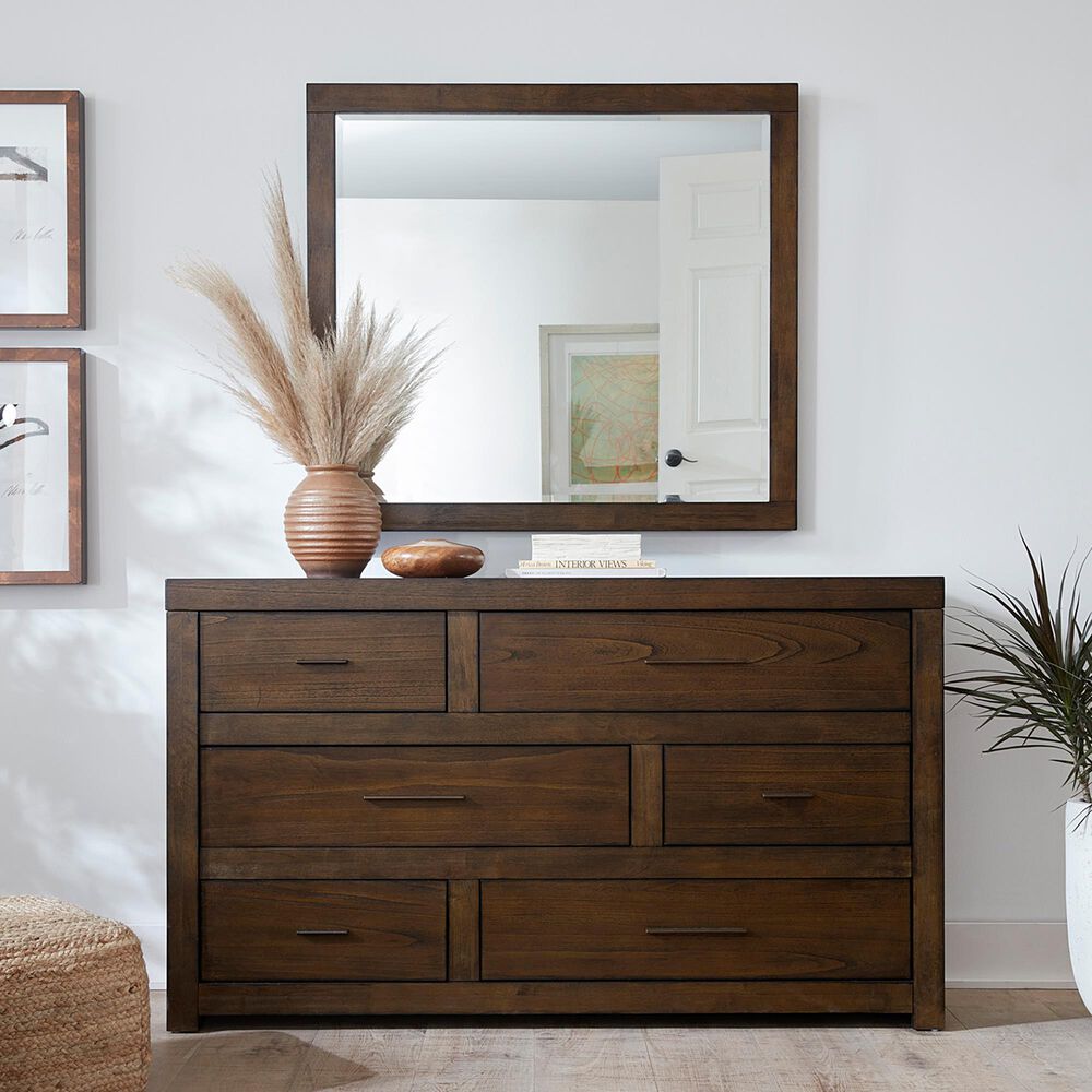 Riva Ridge Modern Loft Dresser Mirror in Brownstone, , large