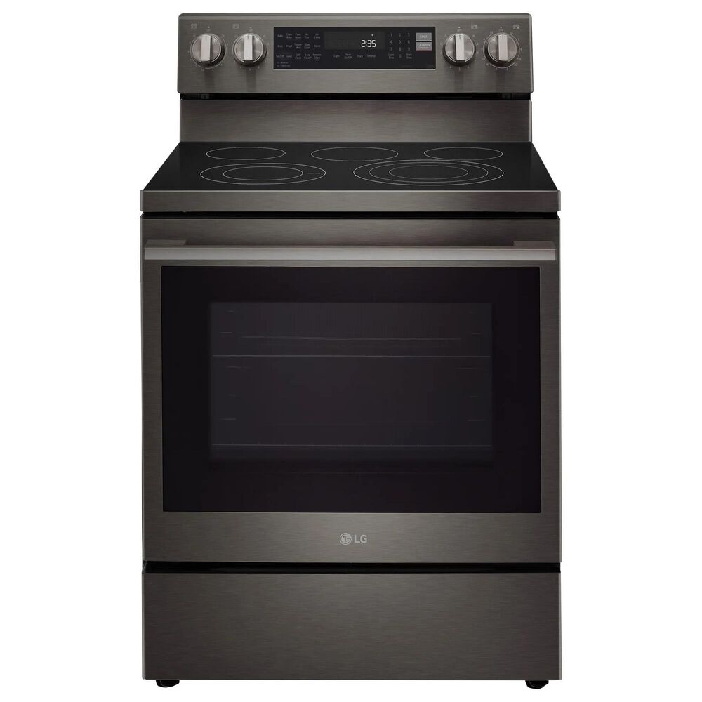 LG 2-Piece Kitchen Package with 6.3 Cu. Ft. Smart Freestanding Electric Range and 2.1 Cu. Ft. Smart Over-the-Range Microwave in Black Stainless Steel, , large