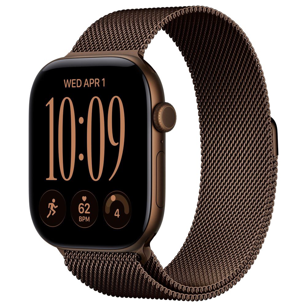 Apple Watch Series 12 (GPS) 46mm Dark Bronze Aluminum Case with Dark Bronze Milanese Loop - M/L and 2-Year AppleCare+, , large