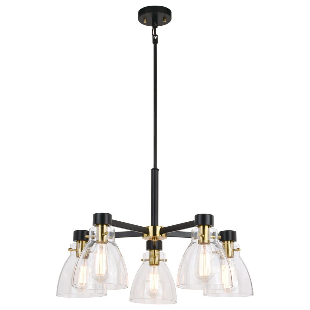 Vaxcel Elgin 5-Light Chandelier in Black and Gold, , large