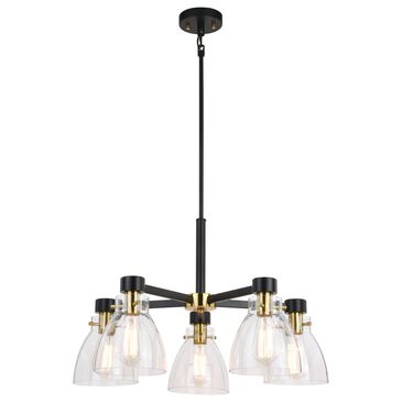 Vaxcel Elgin 5-Light Chandelier in Black and Gold, , large