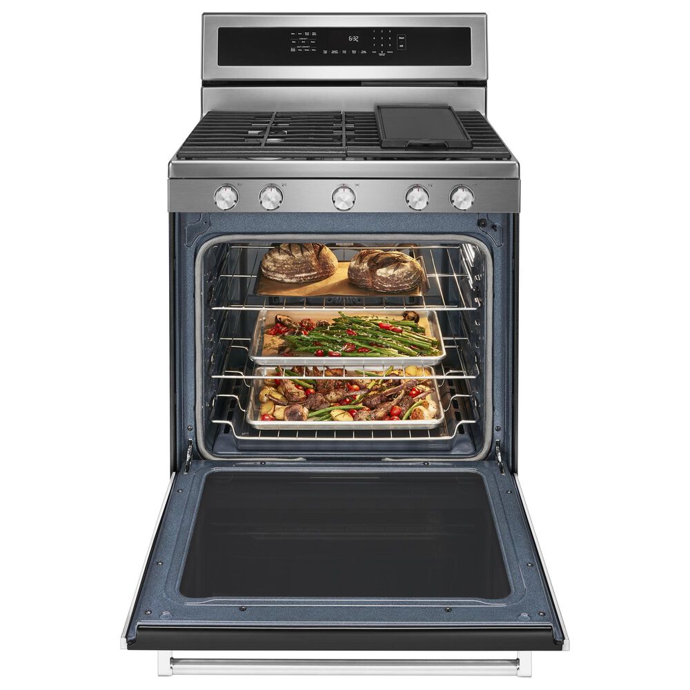 KitchenAid 2-Piece Kitchen Package with 5.8 Cu. Ft. Freestanding Gas Range and 1.1 Cu. Ft. Over-The-Range Microwave Oven in Stainless Steel, , large