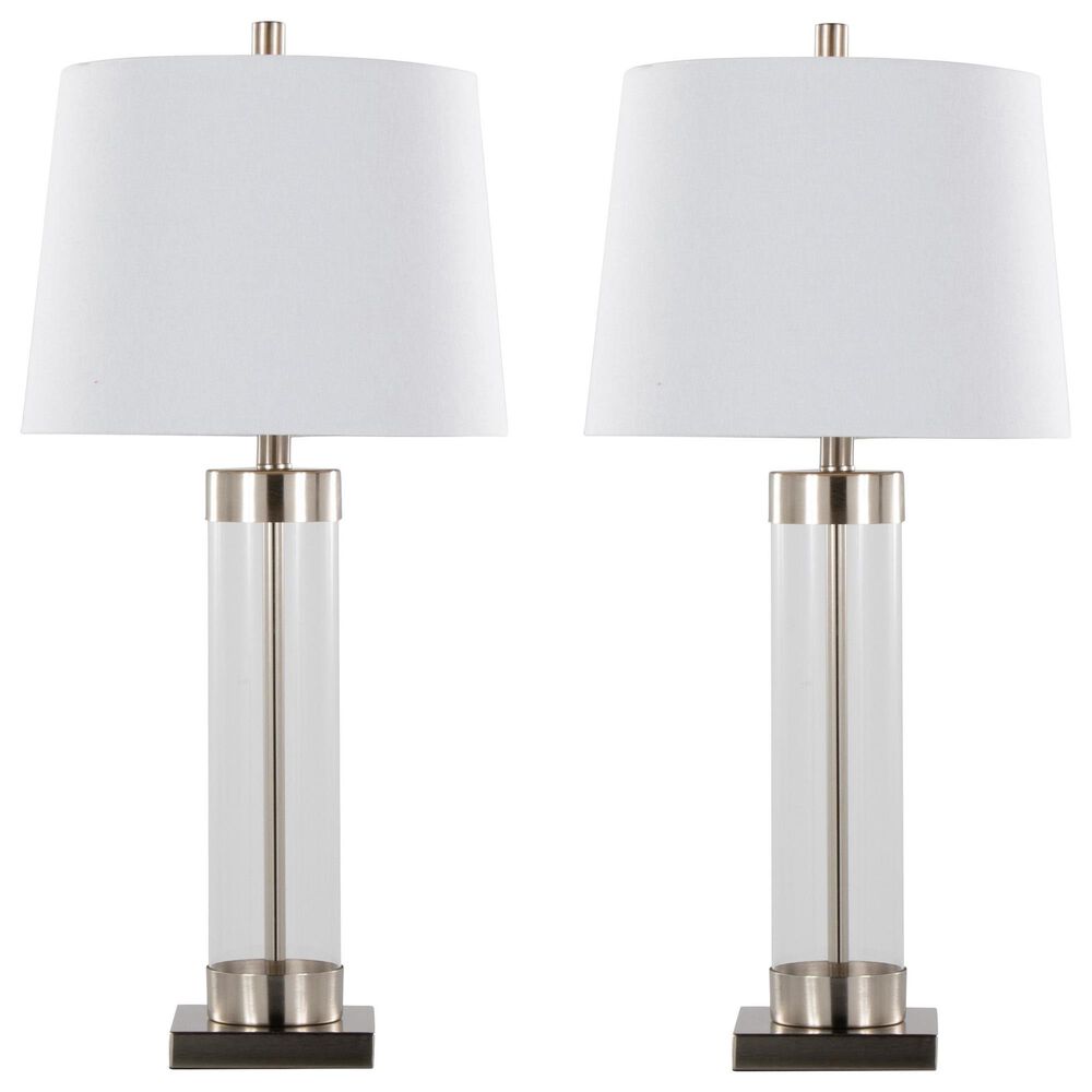 LumiSource Glacier Glass Table Lamp in Clear and Brushed Nickel (Set of 2), , large
