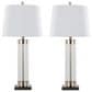 LumiSource Glacier Glass Table Lamp in Clear and Brushed Nickel (Set of 2), , large