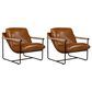 Kuka Home Leather Accent Chair in Derrick Camel (Set of 2), , large