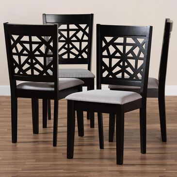 Baxton Studio Jackson Dining Chair in Grey/Espresso Brown (Set of 4), , large