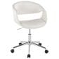 LumiSource Curvo Swivel Task Chair with White Faux Leather Cushion in Chrome, , large