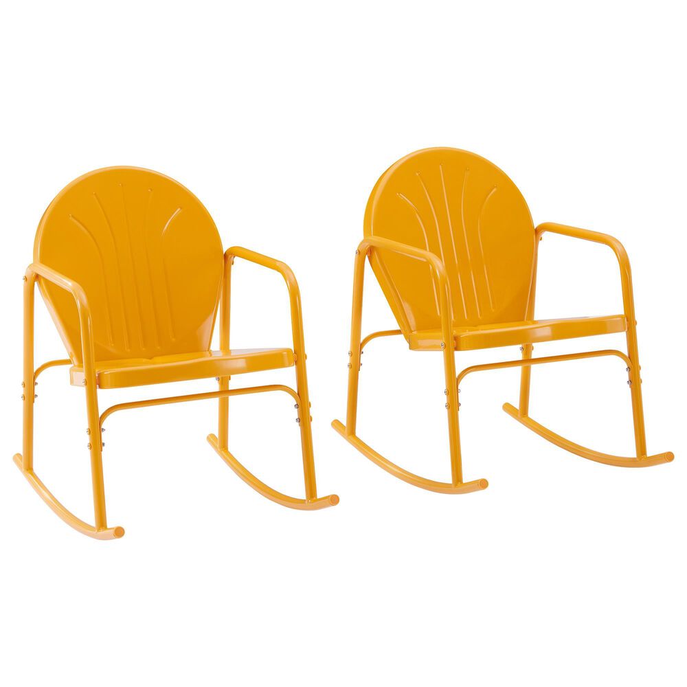 Crosley Furniture Griffith Patio Rocking Chair in Tangerine Gloss (Set of 2), , large