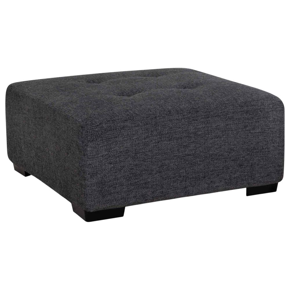 Moore Furniture Collins Square Ottoman with Button Tufts in Mandy Slate, , large