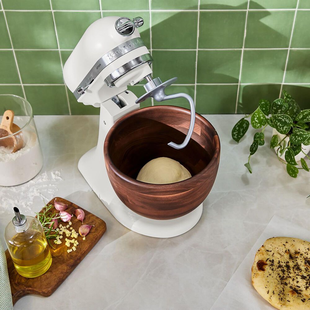 KitchenAid 5-Quart Tilt-Head Stand Mixer with Walnut Wood Bowl in Porcelain White, , large