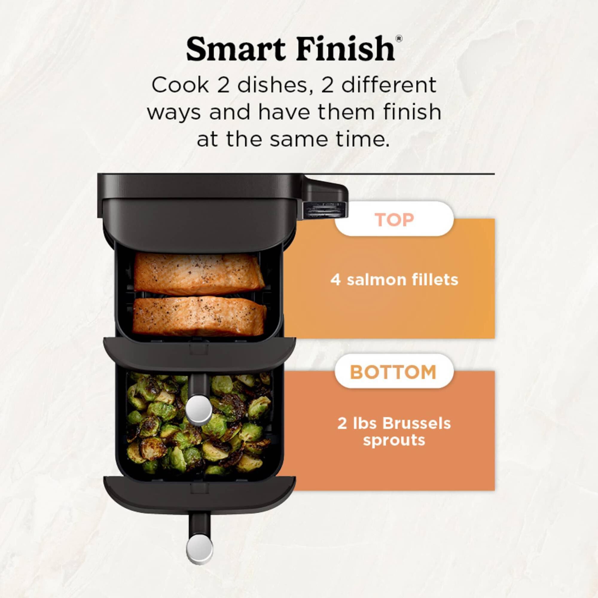Ninja 8 Qt. 6-in-1 Air Fryer with 2-Basket in Pantone Black