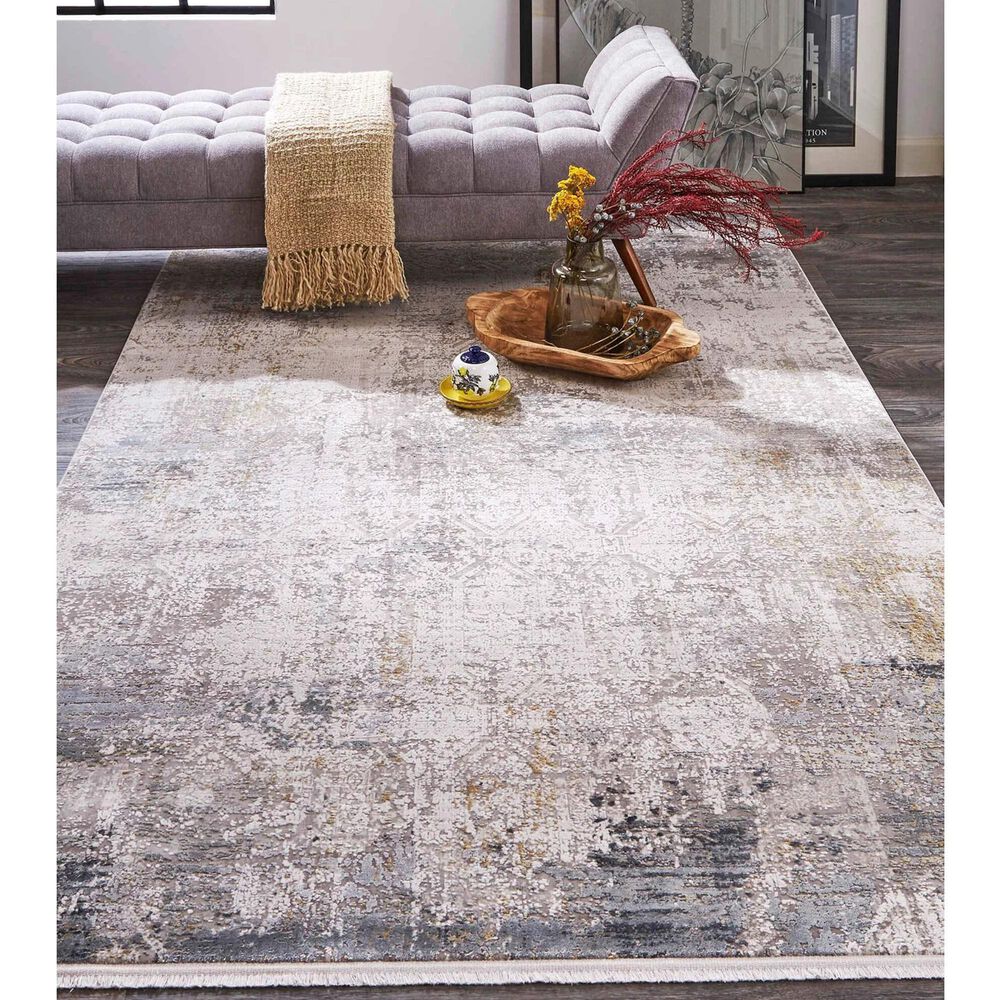 Feizy Cadiz 12&#39; x 18&#39; Light Gray and Ivory Area Rug, , large