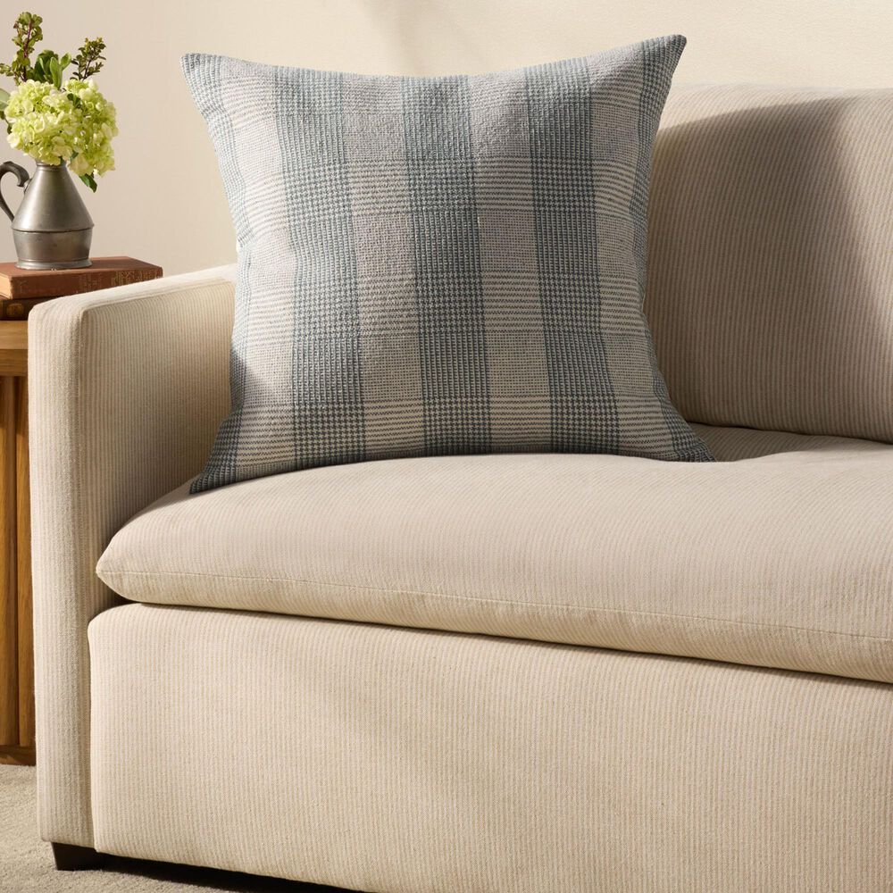 Loloi Auggie 22&quot; Square Throw Pillow in Blue, White and Ivory, , large