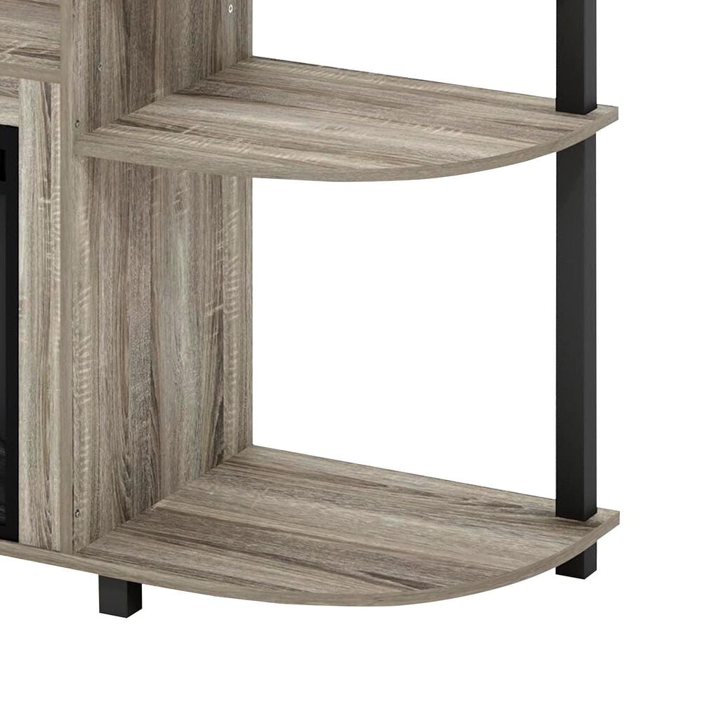 HOMLUX 47" Curved TV Stand with Electric Fireplace in French Oak Grey and Black, , large