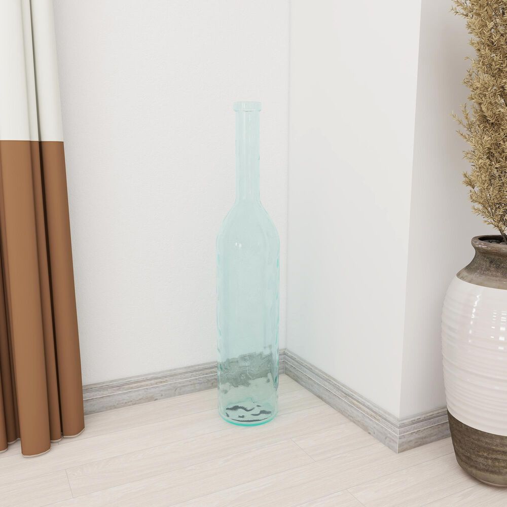Maple and Jade 40" x 8" Farmhouse Glass Bottle Floor Vase in Blue
