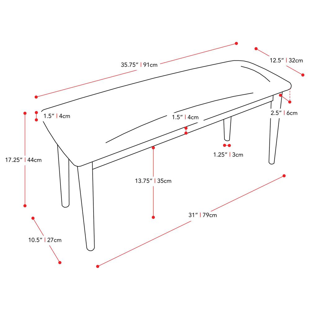 CorLiving Branson Dining Bench in Warm Walnut/Brown, , large