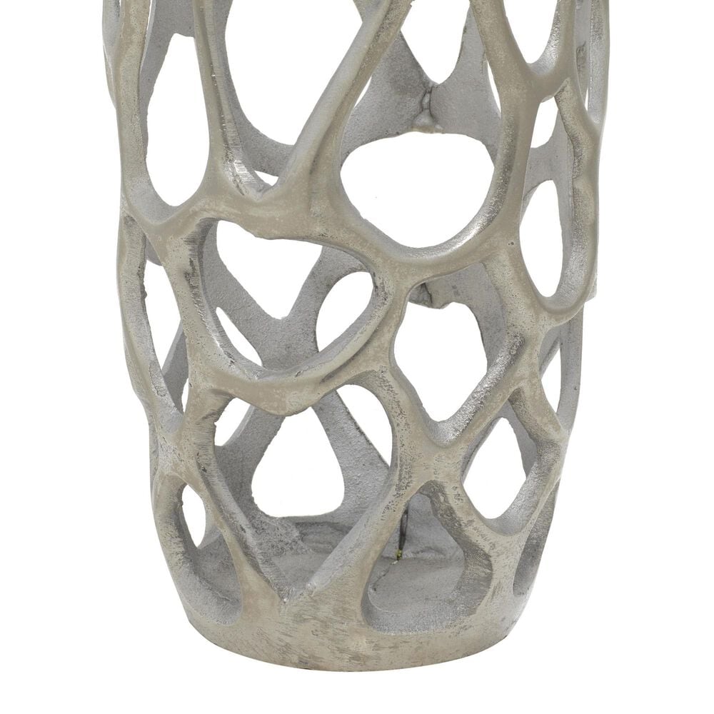 Maple and Jade 26" Cutout Coral Decorative Vase in Satin Silver, , large