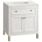 James Martin Vanities Chicago 30" Single Bathroom Vanity in Glossy White with 3 cm Lime Delight Quartz Top and Rectangular Sink, , large