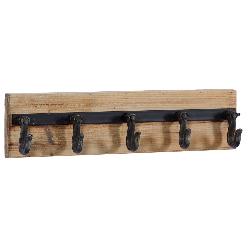Maple and Jade 6" x 24" Wall Hook Rack in Brown, , large