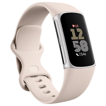 Fitbit Charge 6 Fitness Tracker Watch 36mm Silver Aluminum Case with Porcelain Band, , large
