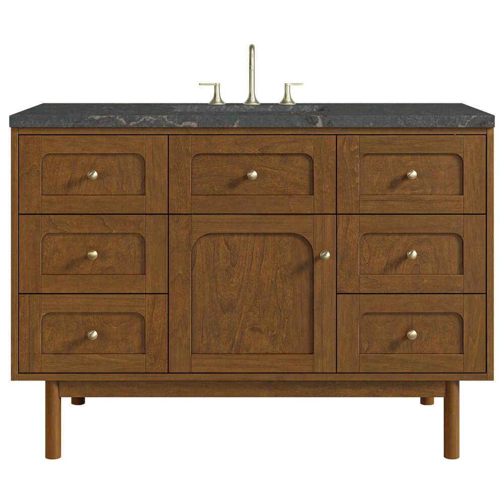 James Martin Laurent 48" Single Bathroom Vanity in Honey Oak with 3 cm Parisien Bleu Silestone Top, Rectangular Sink and FreePower Wireless Charger, , large