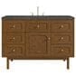 James Martin Laurent 48" Single Bathroom Vanity in Honey Oak with 3 cm Parisien Bleu Silestone Top, Rectangular Sink and FreePower Wireless Charger, , large